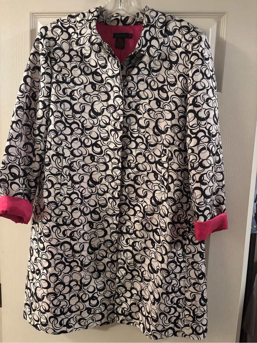 DStudio Vintage Black and White Jacket with a Hot Pink Silk Lining